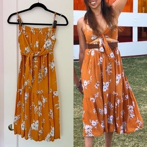 Faithfull the Brand Chelsea Floral Co-ord crop top/midi skirt set XS/S